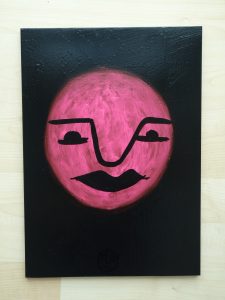 Frits Artist van Zeventer masker serie roze op zwart (11)