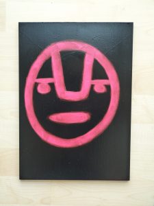 Frits Artist van Zeventer masker serie roze op zwart (6)