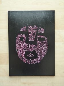 Frits Artist van Zeventer masker serie roze op zwart (7)