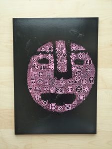 Frits Artist van Zeventer masker serie roze op zwart (9)